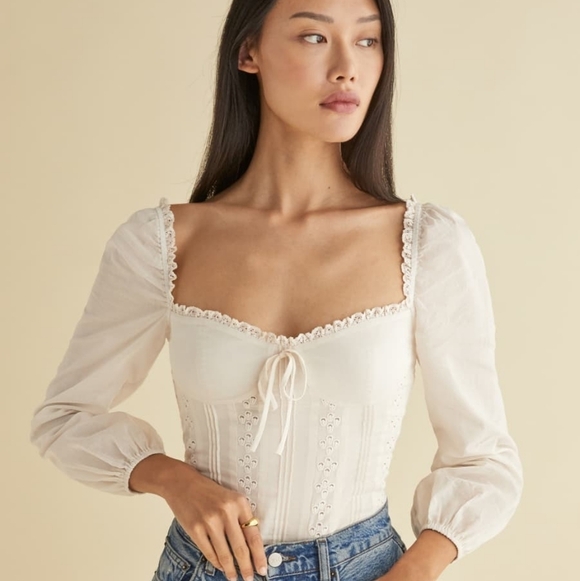 Reformation Isadora Top in Cream size 10 NWT - Picture 5 of 12